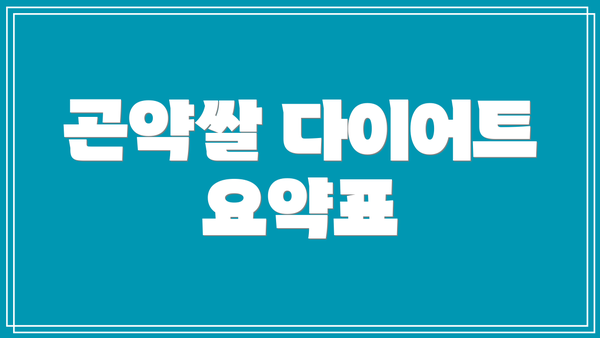 곤약쌀 다이어트 요약표