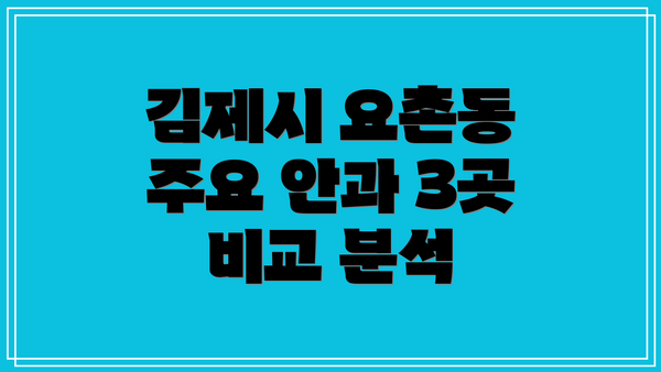 김제시 요촌동 주요 안과 3곳 비교 분석
