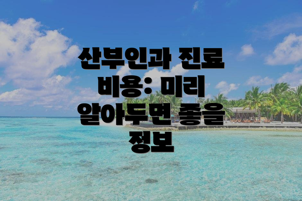 산부인과 진료 비용: 미리 알아두면 좋을 정보