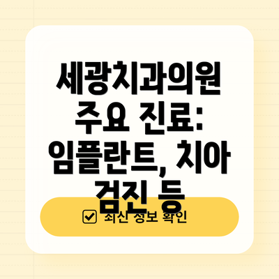 세광치과의원 주요 진료: 임플란트, 치아 검진 등