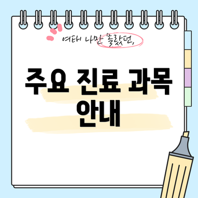 주요 진료 과목 안내