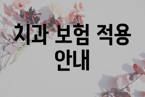 치과 보험 적용 안내