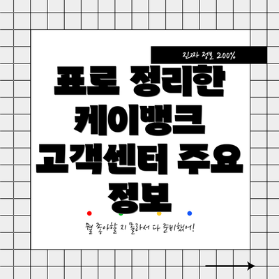 표로 정리한 케이뱅크 고객센터 주요 정보