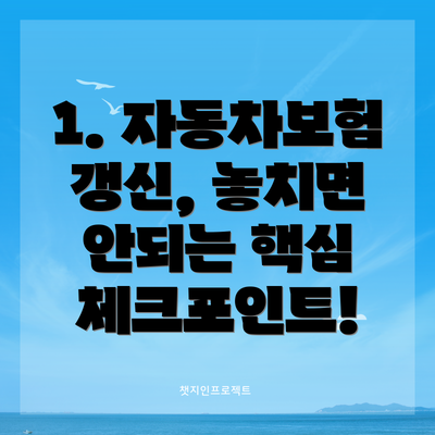 1. 자동차보험 갱신, 놓치면 안되는 핵심 체크포인트!