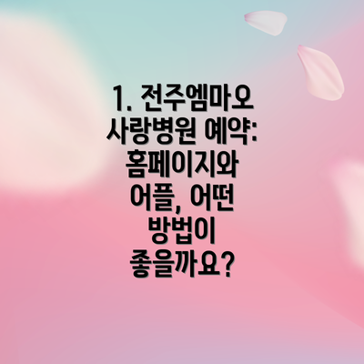 1. 전주엠마오사랑병원 예약: 홈페이지와 어플, 어떤 방법이 좋을까요?