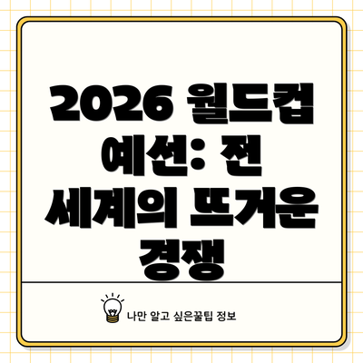 2026 월드컵 예선: 전 세계의 뜨거운 경쟁