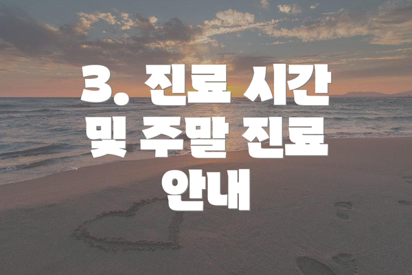 3. 진료 시간 및 주말 진료 안내