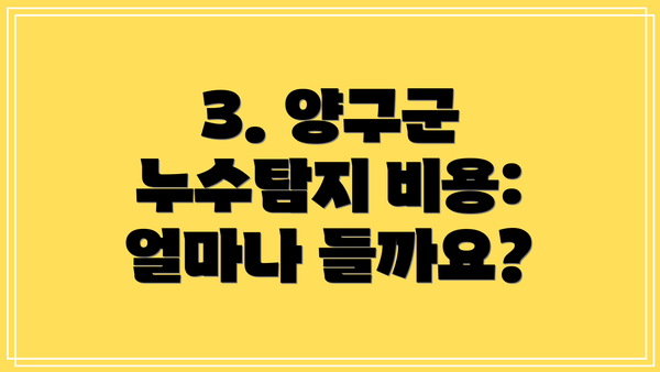 3. 양구군 누수탐지 비용: 얼마나 들까요?