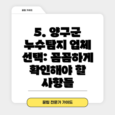 5. 양구군 누수탐지 업체 선택: 꼼꼼하게 확인해야 할 사항들