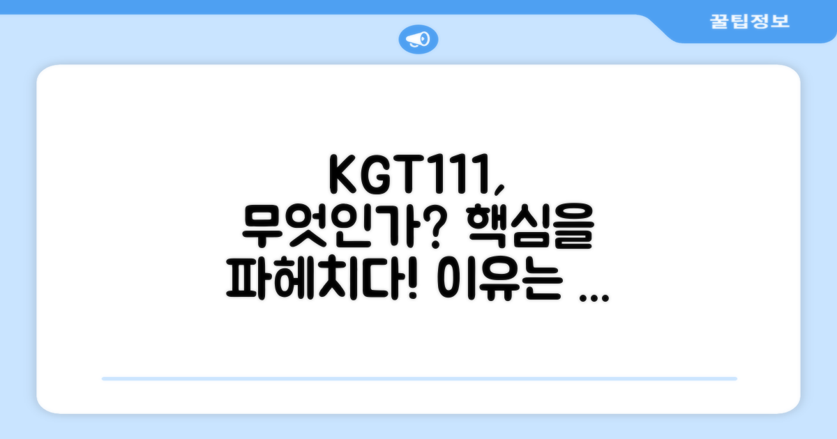왜 KGT111인가?