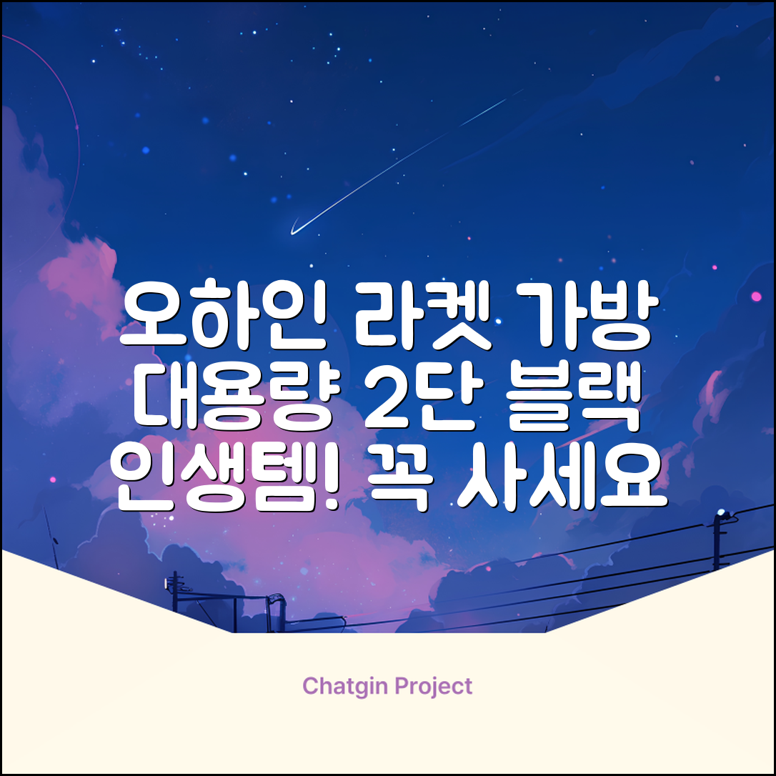 오하인 배드민턴 테니스 스쿼시 2단 대용량 라켓 가방, 블랙, 1개 추천 리뷰