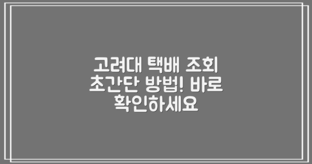 고려대 우체국 택배 조회 방법